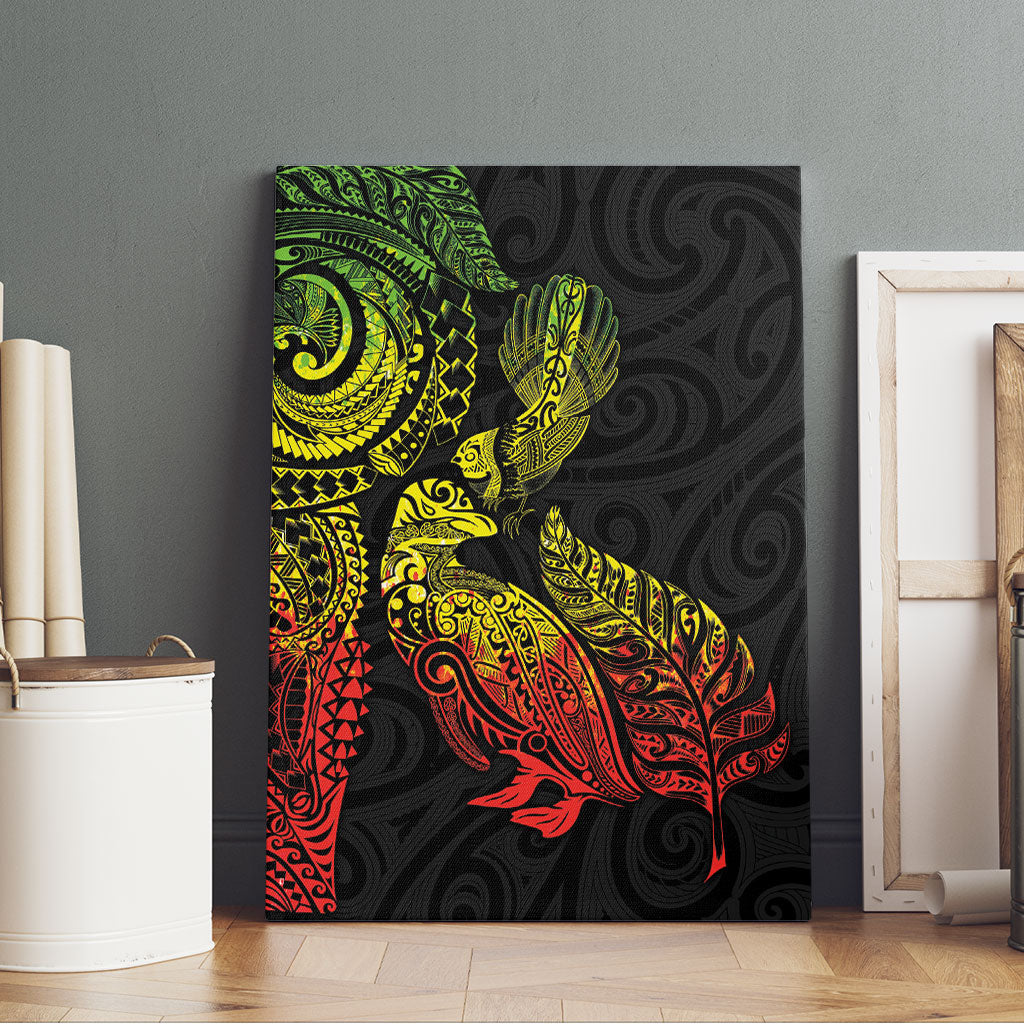 Aotearoa Moko Tribal Tattoo Canvas Wall Art New Zealand Maori Penguin and Fantail Reggae Style LT03 - Polynesian Pride
