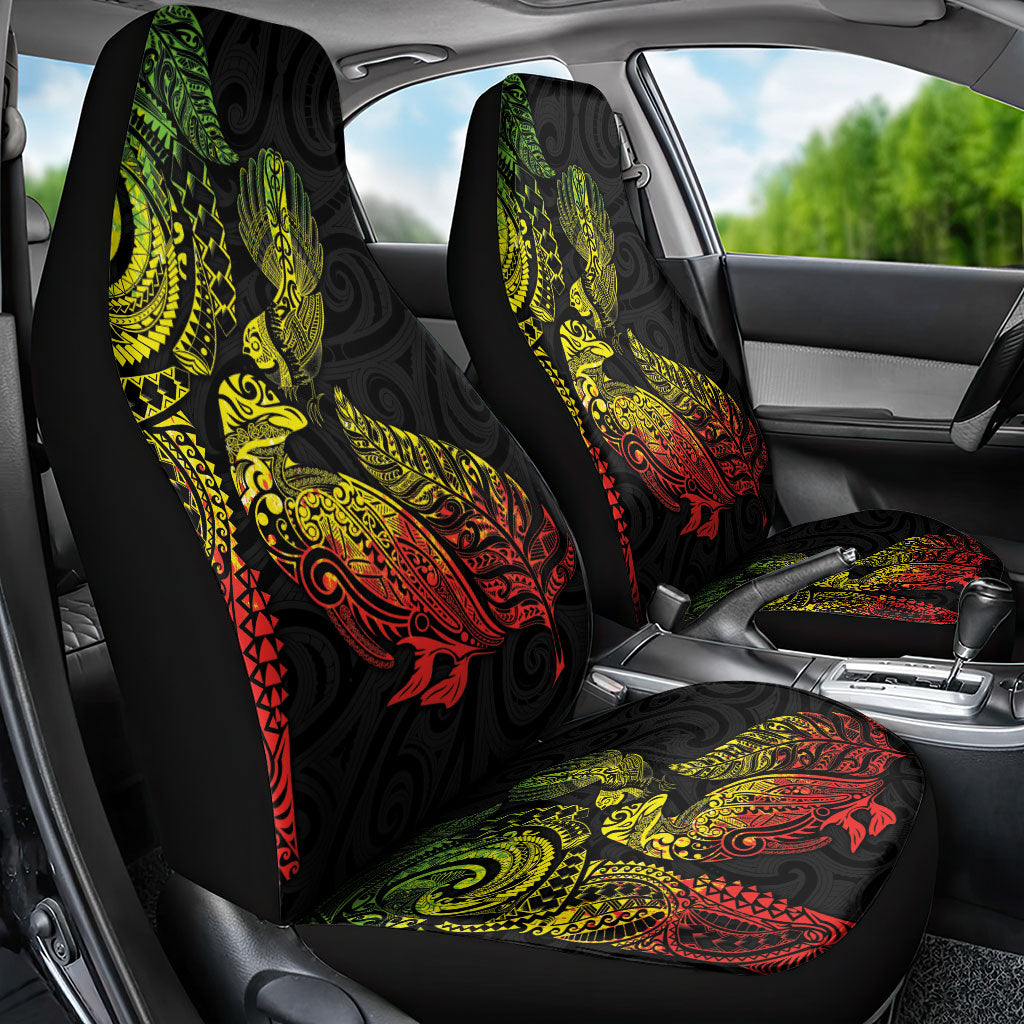 Aotearoa Moko Tribal Tattoo Car Seat Cover New Zealand Maori Penguin and Fantail Reggae Style LT03 - Polynesian Pride