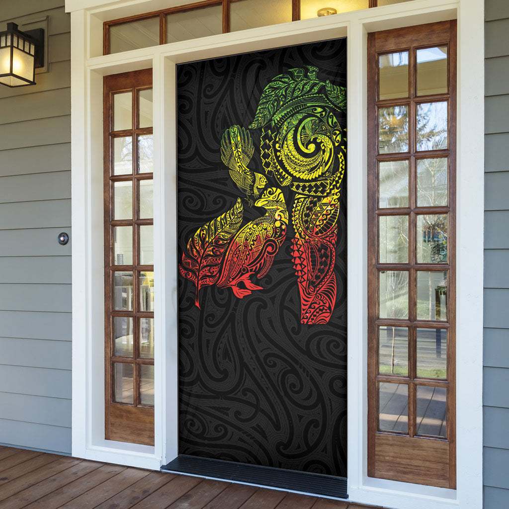 Aotearoa Moko Tribal Tattoo Door Cover New Zealand Maori Penguin and Fantail Reggae Style LT03 - Polynesian Pride