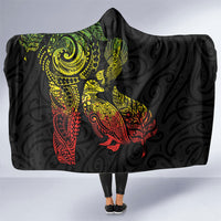 Aotearoa Moko Tribal Tattoo Hooded Blanket New Zealand Maori Penguin and Fantail Reggae Style LT03 One Size Multicolor - Polynesian Pride