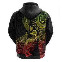 Aotearoa Moko Tribal Tattoo Hoodie New Zealand Maori Penguin and Fantail Reggae Style LT03 - Polynesian Pride