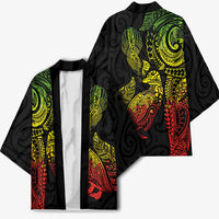 Aotearoa Moko Tribal Tattoo Kimono New Zealand Maori Penguin and Fantail Reggae Style LT03 - Polynesian Pride