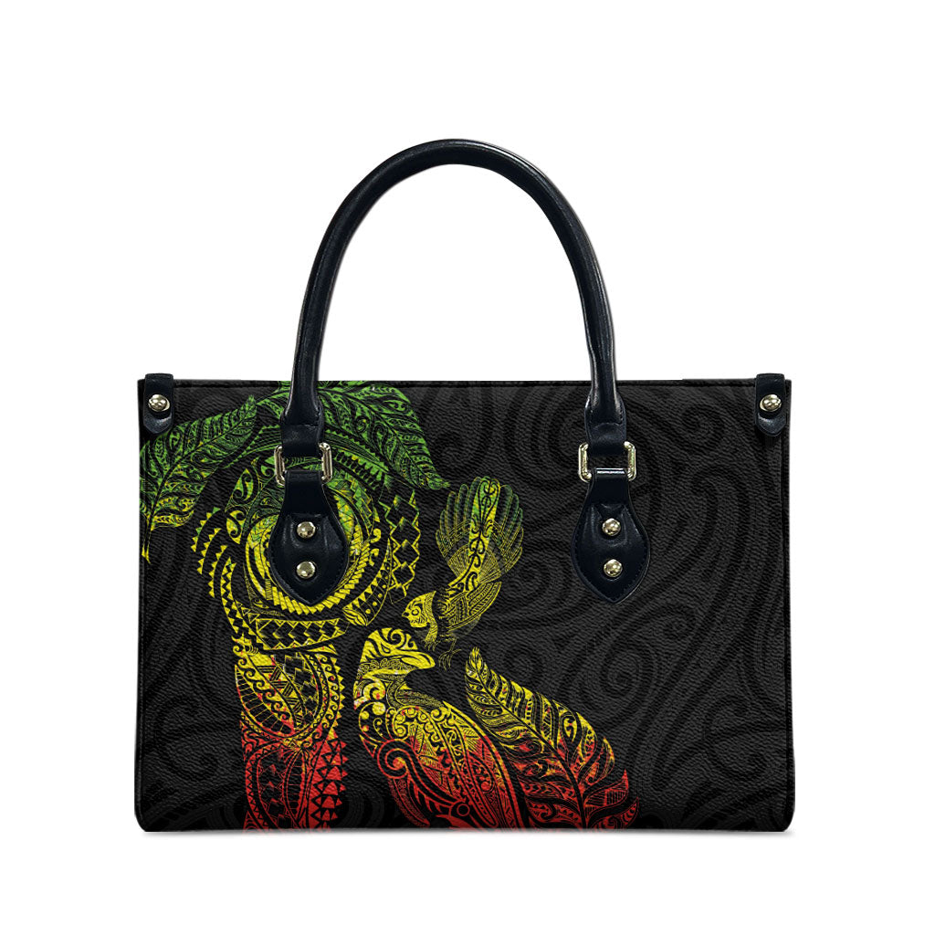 Aotearoa Moko Tribal Tattoo Leather Bag New Zealand Maori Penguin and Fantail Reggae Style LT03 - Polynesian Pride