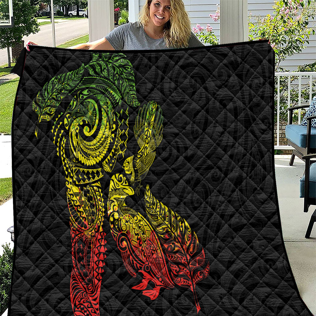 Aotearoa Moko Tribal Tattoo Quilt New Zealand Maori Penguin and Fantail Reggae Style
