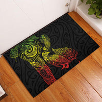 Aotearoa Moko Tribal Tattoo Rubber Doormat New Zealand Maori Penguin and Fantail Reggae Style LT03 - Polynesian Pride