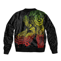 Aotearoa Moko Tribal Tattoo Sleeve Zip Bomber Jacket New Zealand Maori Penguin and Fantail Reggae Style LT03 - Polynesian Pride