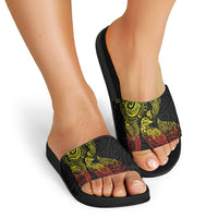 Aotearoa Moko Tribal Tattoo Slide Sandals New Zealand Maori Penguin and Fantail Reggae Style LT03 - Polynesian Pride
