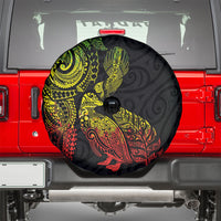 Aotearoa Moko Tribal Tattoo Spare Tire Cover New Zealand Maori Penguin and Fantail Reggae Style LT03 - Polynesian Pride