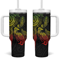 Aotearoa Moko Tribal Tattoo Tumbler With Handle New Zealand Maori Penguin and Fantail Reggae Style LT03 One Size: 40 oz Multicolor - Polynesian Pride