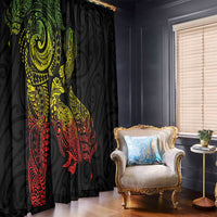Aotearoa Moko Tribal Tattoo Window Curtain New Zealand Maori Penguin and Fantail Reggae Style LT03 - Polynesian Pride