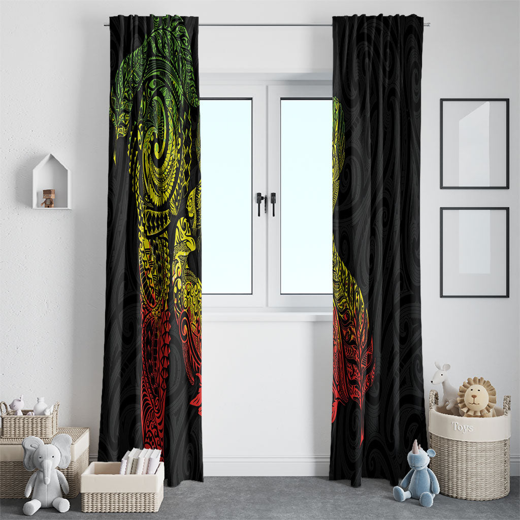 Aotearoa Moko Tribal Tattoo Window Curtain New Zealand Maori Penguin and Fantail Reggae Style LT03 - Polynesian Pride