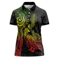 Aotearoa Moko Tribal Tattoo Women Polo Shirt New Zealand Maori Penguin and Fantail Reggae Style LT03 Female Multicolor - Polynesian Pride