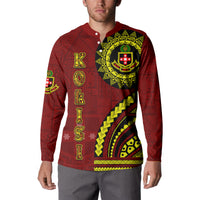 Kolisi Tonga Atele Button Sweatshirt Ngatu and Polynesian Pattern