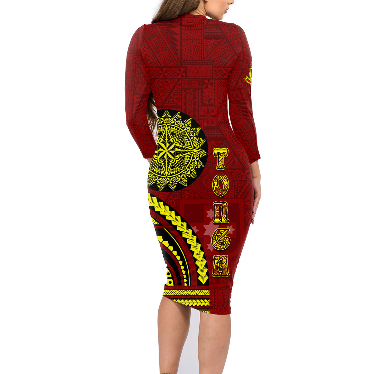 Kolisi Tonga Atele Family Matching Long Sleeve Bodycon Dress and Hawaiian Shirt Ngatu and Polynesian Pattern LT03 - Polynesian Pride