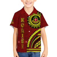 Kolisi Tonga Atele Family Matching Long Sleeve Bodycon Dress and Hawaiian Shirt Ngatu and Polynesian Pattern LT03 Son's Shirt Red - Polynesian Pride