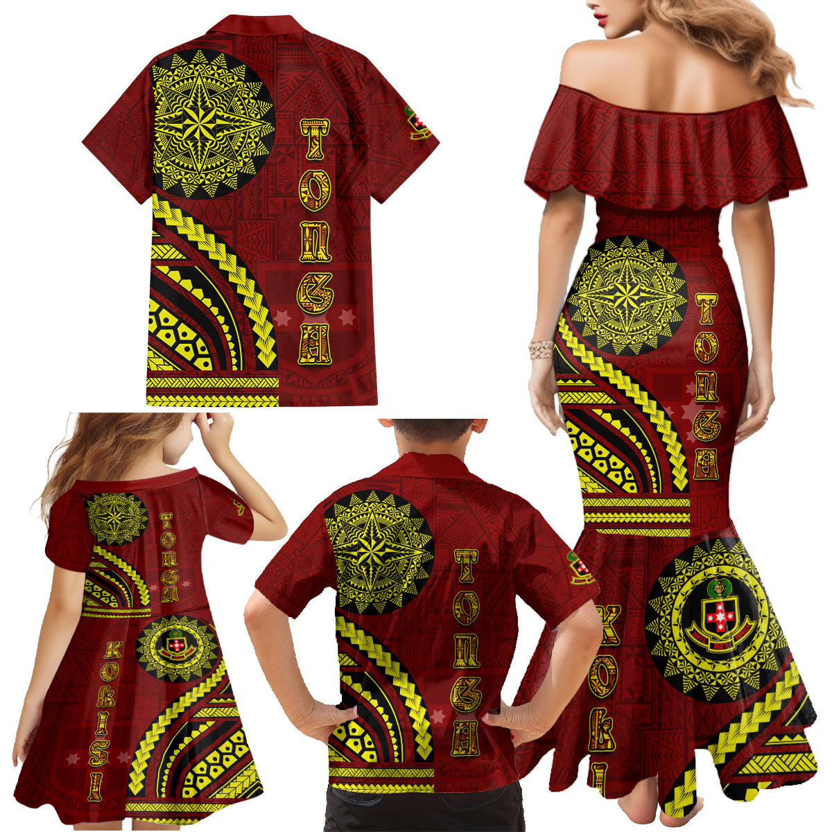 Kolisi Tonga Atele Family Matching Mermaid Dress and Hawaiian Shirt Ngatu and Polynesian Pattern LT03 - Polynesian Pride