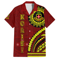 Kolisi Tonga Atele Family Matching Off The Shoulder Long Sleeve Dress and Hawaiian Shirt Ngatu and Polynesian Pattern LT03 Dad's Shirt - Short Sleeve Red - Polynesian Pride