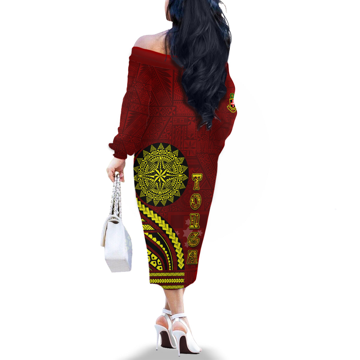 Kolisi Tonga Atele Family Matching Off The Shoulder Long Sleeve Dress and Hawaiian Shirt Ngatu and Polynesian Pattern LT03 - Polynesian Pride