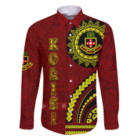 Kolisi Tonga Atele Family Matching Short Sleeve Bodycon Dress and Hawaiian Shirt Ngatu and Polynesian Pattern LT03 Dad's Shirt - Long Sleeve Red - Polynesian Pride