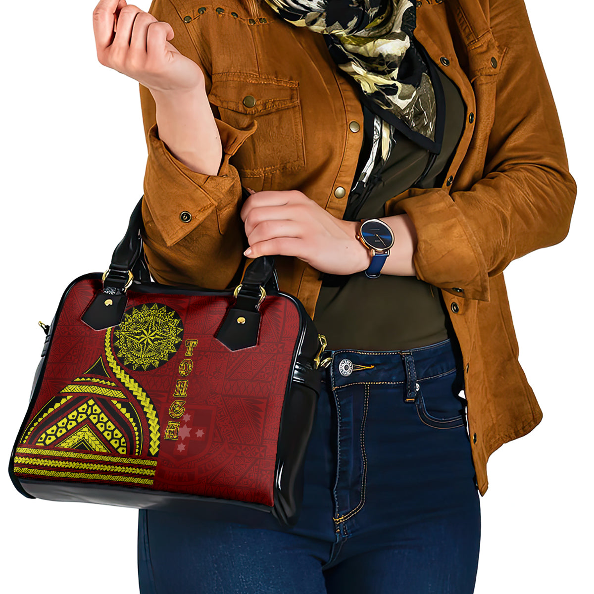 Kolisi Tonga Atele Shoulder Handbag Ngatu and Polynesian Pattern