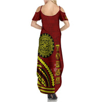 Kolisi Tonga Atele Summer Maxi Dress Ngatu and Polynesian Pattern