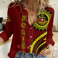 Kolisi Tonga Atele Women Casual Shirt Ngatu and Polynesian Pattern LT03 Female Red - Polynesian Pride