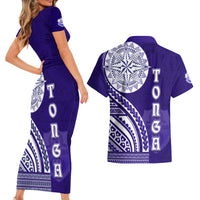 Tupou College Toloa Couples Matching Short Sleeve Bodycon Dress and Hawaiian Shirt Ngatu and Polynesian Pattern LT03 - Polynesian Pride