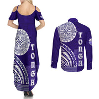 Tupou College Toloa Couples Matching Summer Maxi Dress and Long Sleeve Button Shirt Ngatu and Polynesian Pattern LT03 - Polynesian Pride