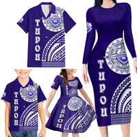 Tupou College Toloa Family Matching Long Sleeve Bodycon Dress and Hawaiian Shirt Ngatu and Polynesian Pattern LT03 - Polynesian Pride