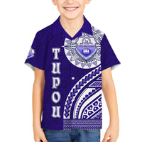 Tupou College Toloa Family Matching Long Sleeve Bodycon Dress and Hawaiian Shirt Ngatu and Polynesian Pattern LT03 Son's Shirt Blue - Polynesian Pride