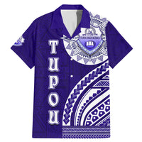 Tupou College Toloa Family Matching Mermaid Dress and Hawaiian Shirt Ngatu and Polynesian Pattern LT03 Dad's Shirt - Short Sleeve Blue - Polynesian Pride