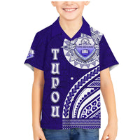 Tupou College Toloa Family Matching Mermaid Dress and Hawaiian Shirt Ngatu and Polynesian Pattern LT03 Son's Shirt Blue - Polynesian Pride