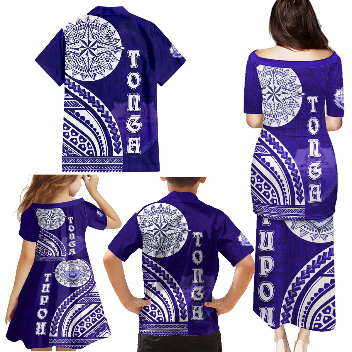 Tupou College Toloa Family Matching Puletasi and Hawaiian Shirt Ngatu and Polynesian Pattern LT03 - Polynesian Pride