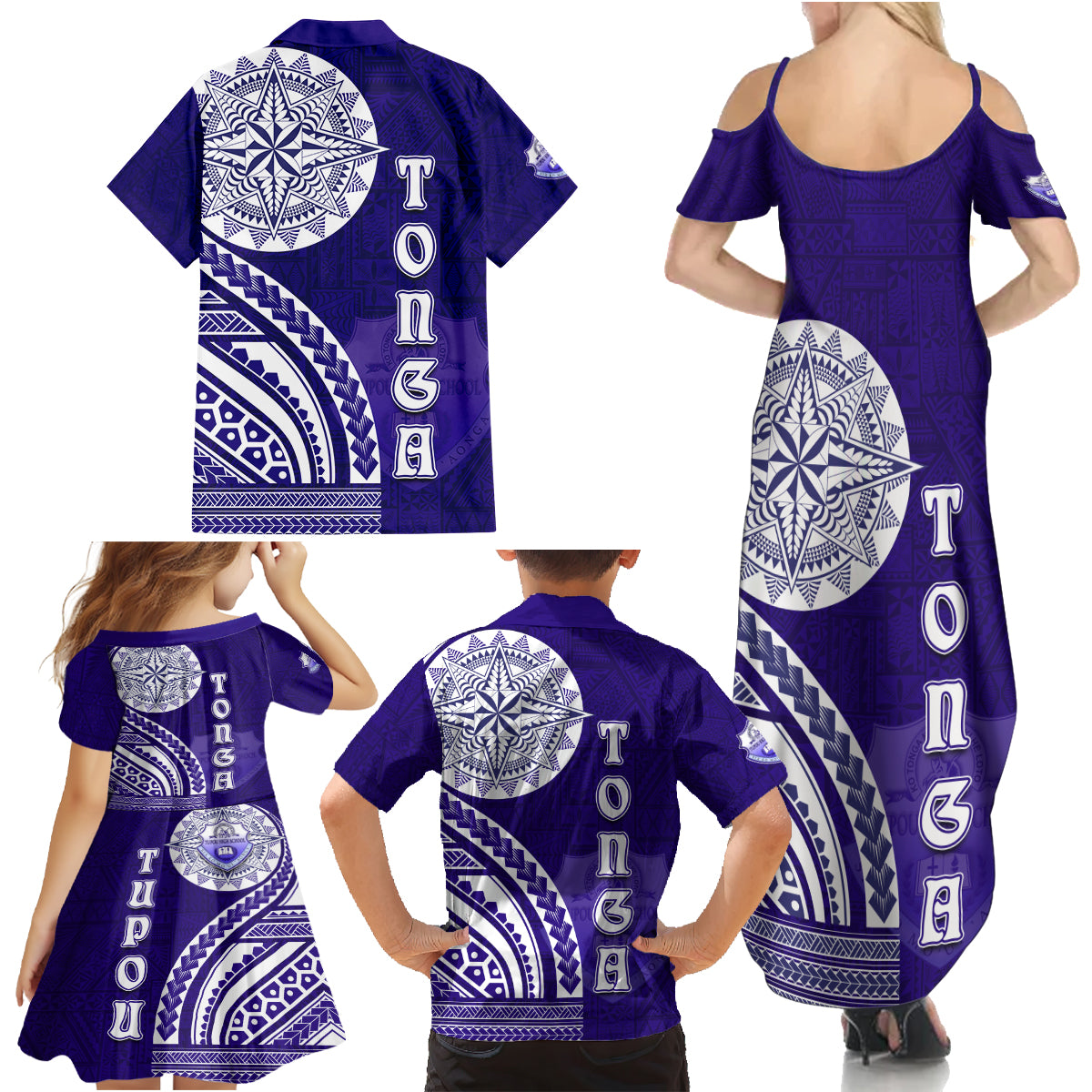 Tupou College Toloa Family Matching Summer Maxi Dress and Hawaiian Shirt Ngatu and Polynesian Pattern LT03 - Polynesian Pride