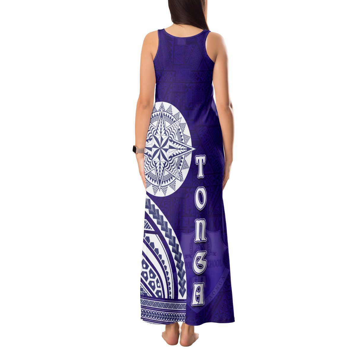 Tupou College Toloa Tank Maxi Dress Ngatu and Polynesian Pattern LT03 - Polynesian Pride