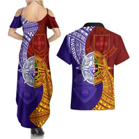 Kolisi Tonga Atele and Tupou College Toloa Couples Matching Summer Maxi Dress and Hawaiian Shirt Ngatu and Polynesian Spiral Pattern LT03 - Polynesian Pride