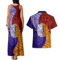 Kolisi Tonga Atele and Tupou College Toloa Couples Matching Tank Maxi Dress and Hawaiian Shirt Ngatu and Polynesian Spiral Pattern LT03 - Polynesian Pride
