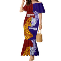 Kolisi Tonga Atele and Tupou College Toloa Family Matching Mermaid Dress and Hawaiian Shirt Ngatu and Polynesian Spiral Pattern LT03 Mom's Dress Red - Polynesian Pride