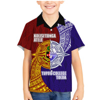 Kolisi Tonga Atele and Tupou College Toloa Family Matching Mermaid Dress and Hawaiian Shirt Ngatu and Polynesian Spiral Pattern LT03 Son's Shirt Red - Polynesian Pride