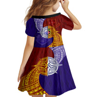 Kolisi Tonga Atele and Tupou College Toloa Family Matching Off Shoulder Short Dress and Hawaiian Shirt Ngatu and Polynesian Spiral Pattern LT03 - Polynesian Pride