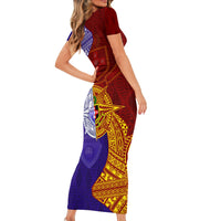 Kolisi Tonga Atele and Tupou College Toloa Family Matching Short Sleeve Bodycon Dress and Hawaiian Shirt Ngatu and Polynesian Spiral Pattern LT03 - Polynesian Pride