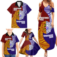 Kolisi Tonga Atele and Tupou College Toloa Family Matching Summer Maxi Dress and Hawaiian Shirt Ngatu and Polynesian Spiral Pattern LT03 - Polynesian Pride