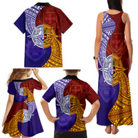 Kolisi Tonga Atele and Tupou College Toloa Family Matching Tank Maxi Dress and Hawaiian Shirt Ngatu and Polynesian Spiral Pattern LT03 - Polynesian Pride