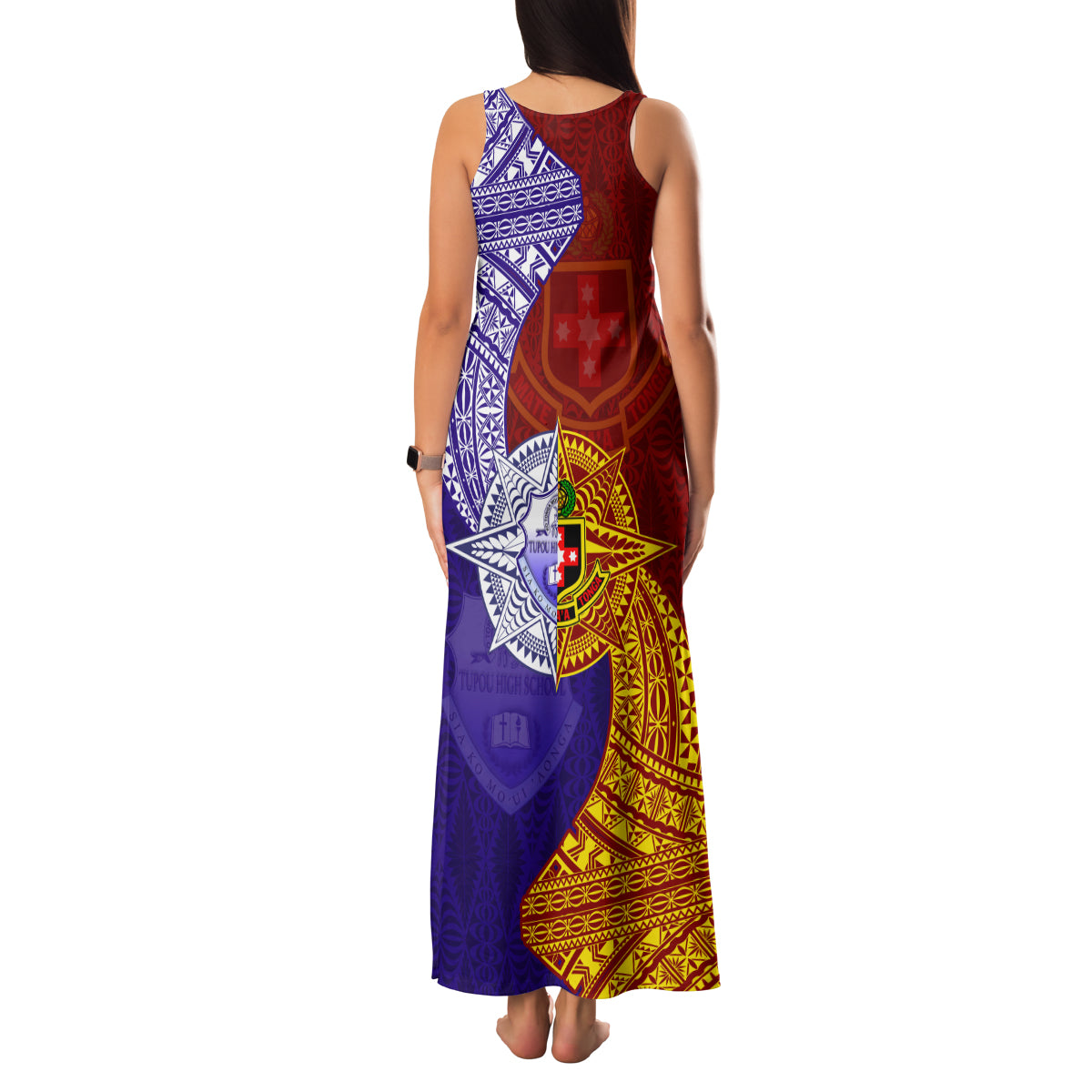 Kolisi Tonga Atele and Tupou College Toloa Family Matching Tank Maxi Dress and Hawaiian Shirt Ngatu and Polynesian Spiral Pattern LT03 - Polynesian Pride