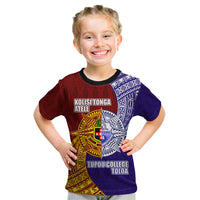 Kolisi Tonga Atele and Tupou College Toloa Kid T Shirt Ngatu and Polynesian Spiral Pattern LT03 Red - Polynesian Pride