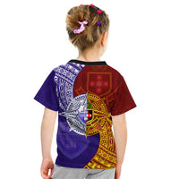 Kolisi Tonga Atele and Tupou College Toloa Kid T Shirt Ngatu and Polynesian Spiral Pattern LT03 - Polynesian Pride