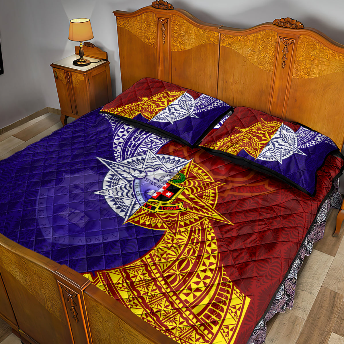 Kolisi Tonga Atele and Tupou College Toloa Quilt Bed Set Ngatu and Polynesian Spiral Pattern LT03 - Polynesian Pride