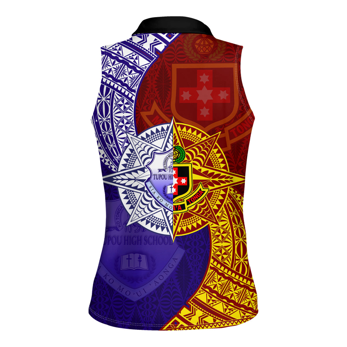 Kolisi Tonga Atele and Tupou College Toloa Women Sleeveless Polo Shirt Ngatu and Polynesian Spiral Pattern LT03 - Polynesian Pride