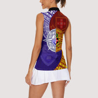 Kolisi Tonga Atele and Tupou College Toloa Women Sleeveless Polo Shirt Ngatu and Polynesian Spiral Pattern LT03 - Polynesian Pride