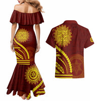 Tonga High School Couples Matching Mermaid Dress and Hawaiian Shirt Ngatu and Polynesian Pattern